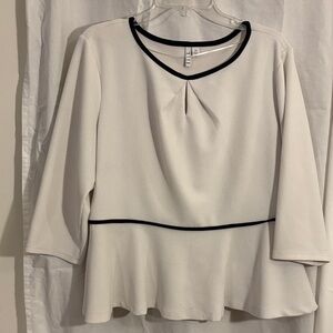 Elegant Cream Women's Top with Black Trim